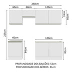 Armário de Cozinha Completa 240cm Branco Glamy Madesa 09