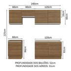 Armário de Cozinha Completa 240cm Rustic Glamy Madesa 09