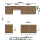 Armário de Cozinha Completa 240cm Branco/Rustic Glamy Madesa 09