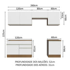 Armário de Cozinha Completa 260cm Rustic/Branco Glamy Madesa 05