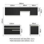 Armário de Cozinha Completa 260cm Branco/Preto Glamy Madesa 05