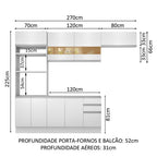Armário de Cozinha Completa 270cm Branco Marselha Madesa 01