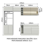Armário de Cozinha Completa 270cm Branco/Branco/Crema Jade Madesa 08