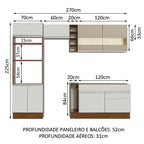 Armário de Cozinha Completa 270cm Rustic/Branco/Crema Jade Madesa 08