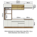 Armário de Cozinha Completa 270cm Rustic Branco Glamy Madesa 10