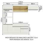 Armário de Cozinha Completa 270cm Branco Glamy Madesa 11