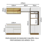 Armário de Cozinha Completa 270cm Rustic/Branco Glamy Madesa 12