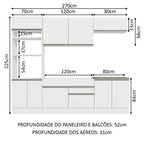 Armário de Cozinha Completa 270cm Branco Glamy Madesa 13