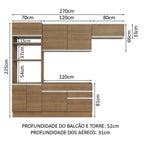 Armário de Cozinha Completa 270cm Rustic Glamy Madesa 15