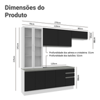 Armário de Cozinha Completa 270cm Branco/Preto Glamy Madesa 16
