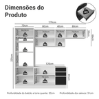 Armário de Cozinha Completa 270 cm Branco/Preto Glamy Madesa 17
