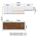 Armário de Cozinha Completa 280cm Branco/Rustic/Branco Marcela Madesa 03