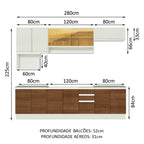 Armário de Cozinha Completa 280cm Branco/Rustic/Branco Genova Madesa 04