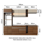 Armário de Cozinha Completa 290cm Rustic/Crema Vicenza Madesa 01