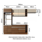 Armário de Cozinha Completa 290cm Rustic/Crema Safira Madesa 03