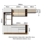Armário de Cozinha Completa 290cm Branco/Crema Safira Madesa 03