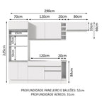 Armário de Cozinha Completa 290cm Branco Safira Madesa 04