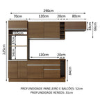 Armário de Cozinha Completa 290cm Rustic Safira Madesa 04