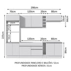 Armário de Cozinha Completa 290cm Branco Vicenza Madesa 12