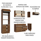 Armário de Cozinha Completa 290cm Rustic/Rustic/Crema Safira Madesa 13