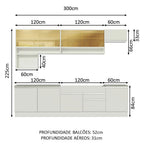 Armário de Cozinha Completa 300cm Branco Verona Madesa 01