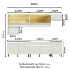 Armário de Cozinha Completa 300cm Branco Verona Madesa 01SR