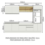 Armário de Cozinha Completa 310cm Branco Glamy Madesa 01