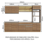 Armário de Cozinha Completa 310cm Rustic Glamy Madesa 01