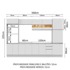 Armário de Cozinha Completa 330cm Branco Roma Madesa 01