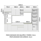 Armário de Cozinha Completa 330cm Branco Glamy Madesa 03