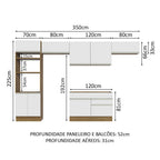 Armário de Cozinha Completa 350cm Rustic/Branco Glamy Madesa 01