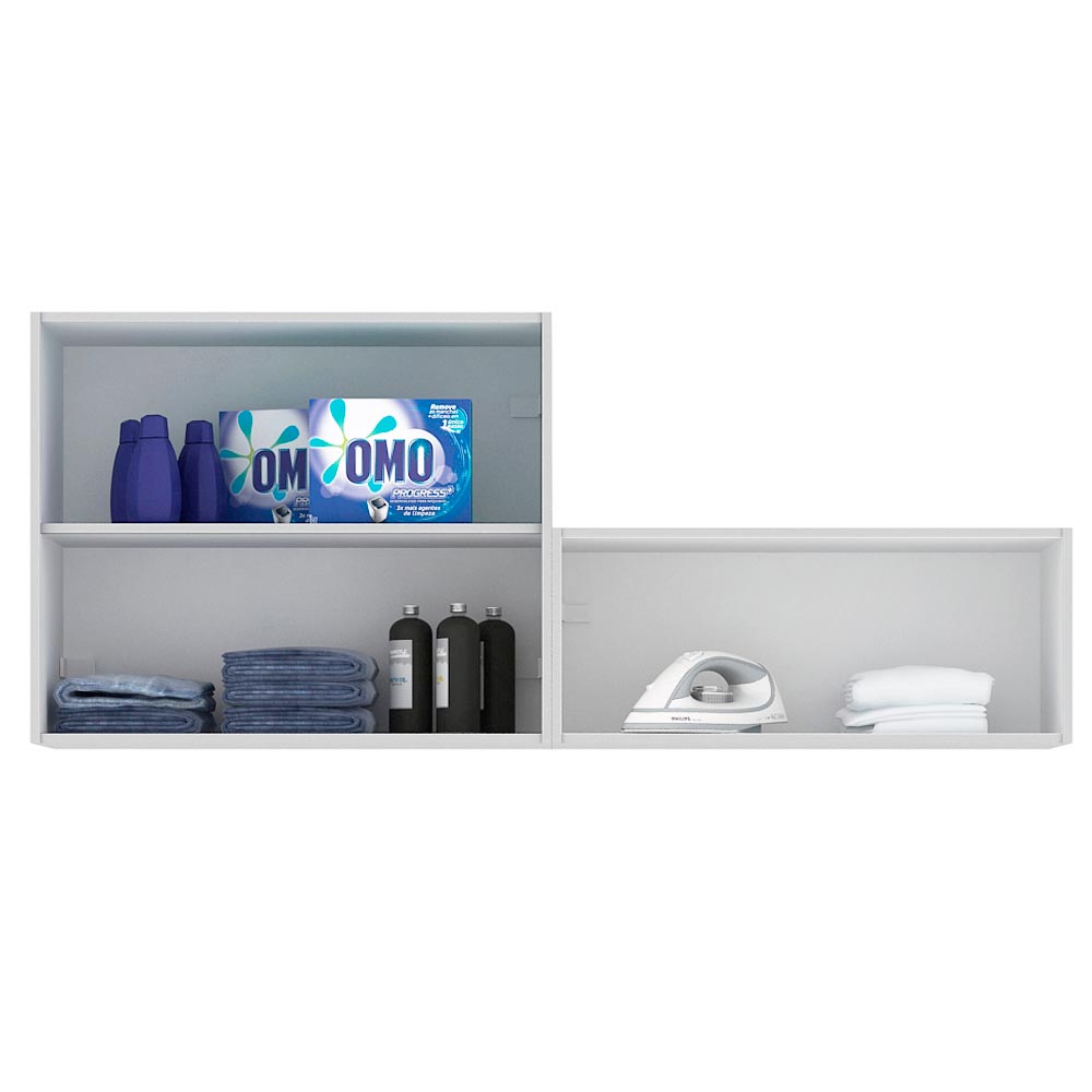 Kit Área De Serviço Madesa Acordes 100% MDF com 2 Armários Aéreos Portas Branco Brilho