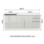 Kit com 2 Balcões de Cozinha Madesa Acordes 100% MDF (Sem Tampo e Pia) Frentes Branco Brilho