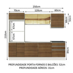 Armário de Cozinha Completa 100% MDF 250cm Branco/Rustic Acordes Madesa 01