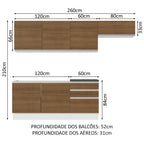 Armário de Cozinha Completa 100% MDF 260cm Branco/Rustic Acordes Madesa 03