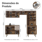 Armário de Cozinha Compacta 235cm Rustic/Crema Gourmet Madesa 01