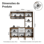 Armário de Cozinha Completa 165 cm Rustic/Branco Lille Madesa 01