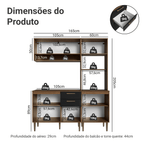 Armário de Cozinha Completa 165 cm Rustic/Preto Lille Madesa 01