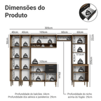 Armário de Cozinha Completa 305 cm Rustic/Preto Lille Madesa 02