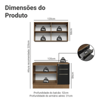 Armário de Cozinha Compacta 120 cm Rustic/Preto Lux Madesa 01