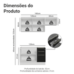 Armário de Cozinha Compacta 180 cm Branco/Preto Lux Madesa 02