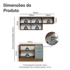Armário de Cozinha Compacta 180 x 60 cm Rustic/Cinza Lux Madesa 03