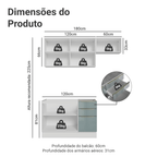 Armário de Cozinha Compacta 180 cm Branco/Cinza Lux Madesa 03