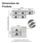 Armário de Cozinha Compacta 180 x 60 cm Branco/Branco Veludo Lux Madesa 03