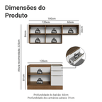 Armário de Cozinha Compacta 180 x 60 cm Rustic/Branco Veludo Lux Madesa 03