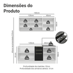 Armário de Cozinha Compacta 180 cm Branco/Preto Lux Madesa 04