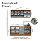 Armário de Cozinha Compacta 180 cm Rustic/Cinza Lux Madesa 04