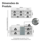 Armário de Cozinha Compacta 180 cm Branco/Cinza Lux Madesa 04