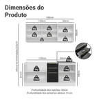 Armário de Cozinha Compacta 180 x 60 cm Branco/Preto Lux Madesa 05