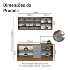 Armário de Cozinha Compacta 180 x 60 cm Rustic/Cinza Lux Madesa 05